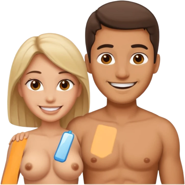 Man sucking naked busty female boobs emoji
