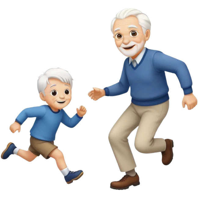 Old grandpa chasing little kids emoji