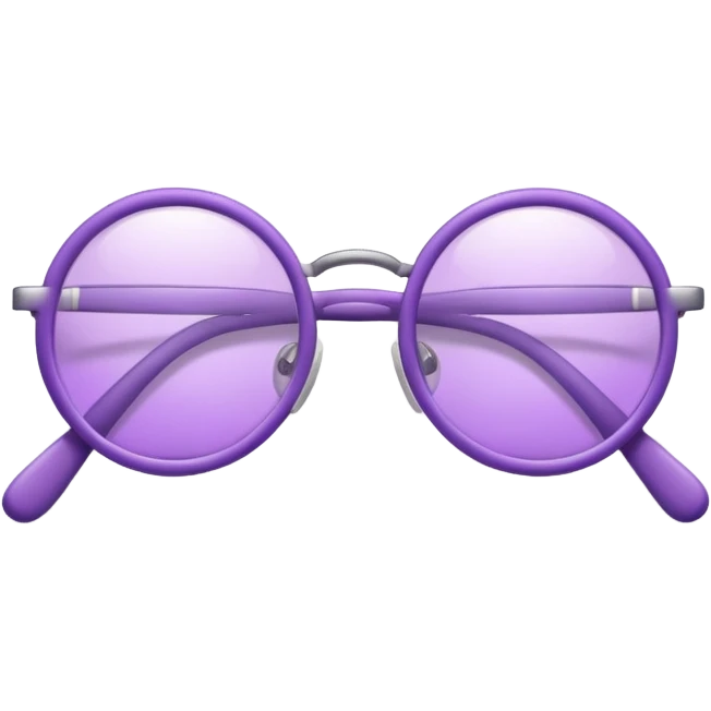 A 3D cartoon lavender-purple round spectacle with thin circular rims, clear lenses, soft shadow. Only glasses emoji