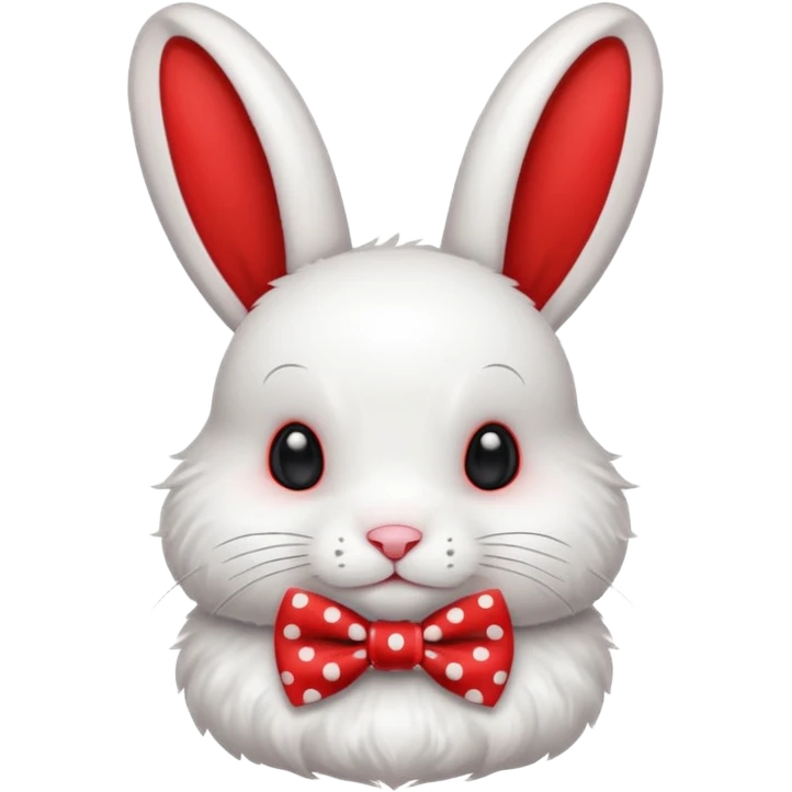 Fluffy rabbit with polka-dot bow tie emoji
