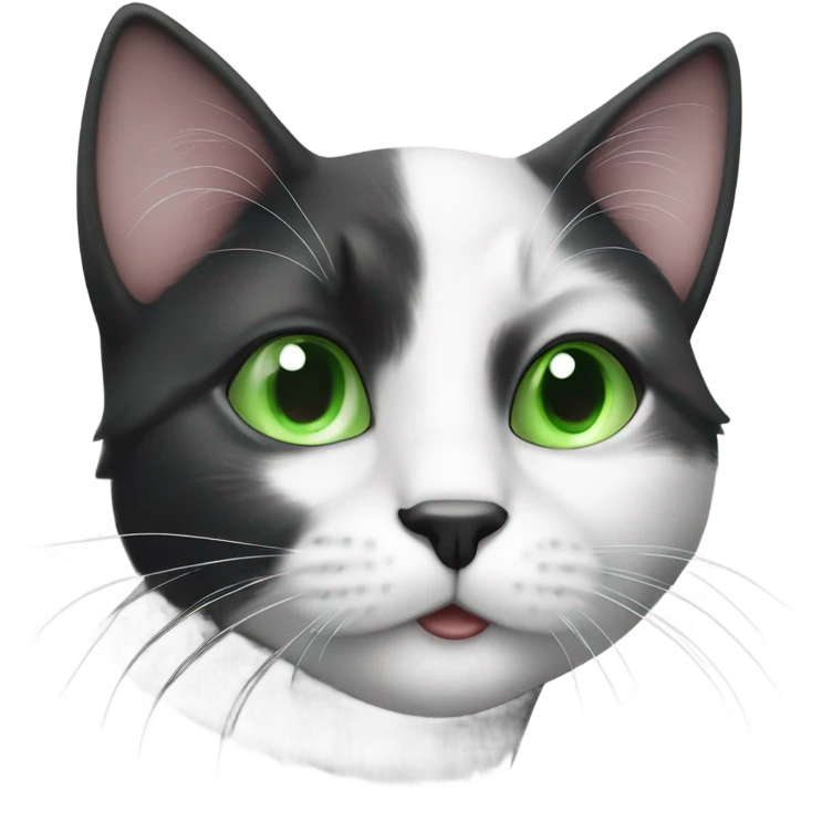 cute black and white cat with green eyes in miami dolphins shirt emoji