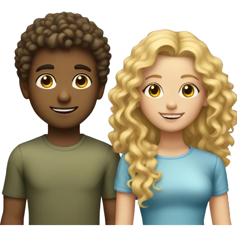 boy with brunette curly hair and girl with blonde hair emoji