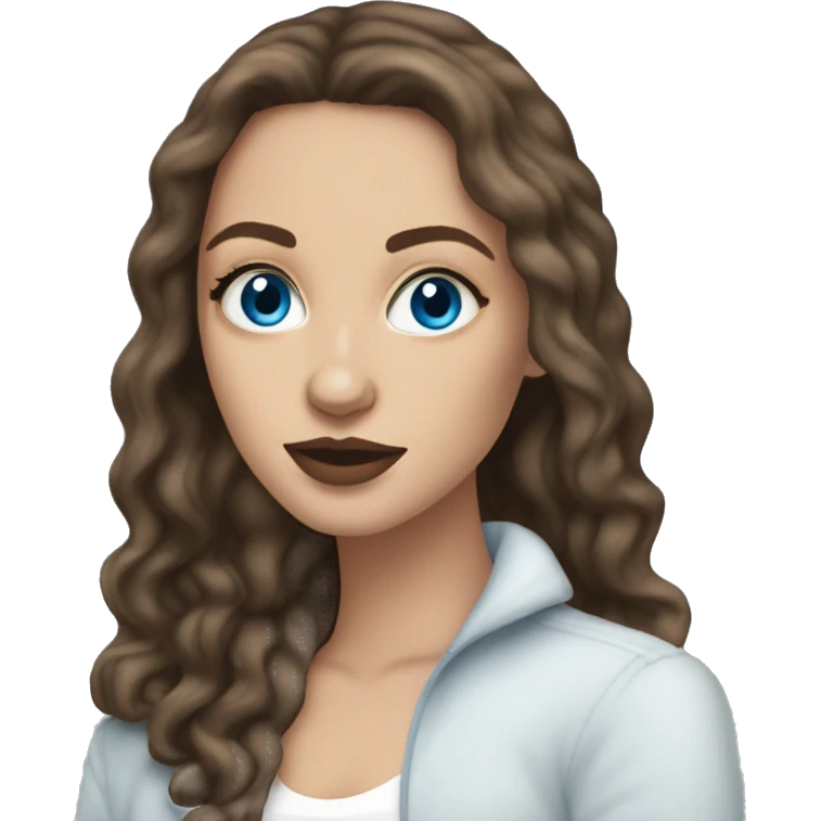 White girl with blue eyes mid length brunette hair saying slay queens  emoji
