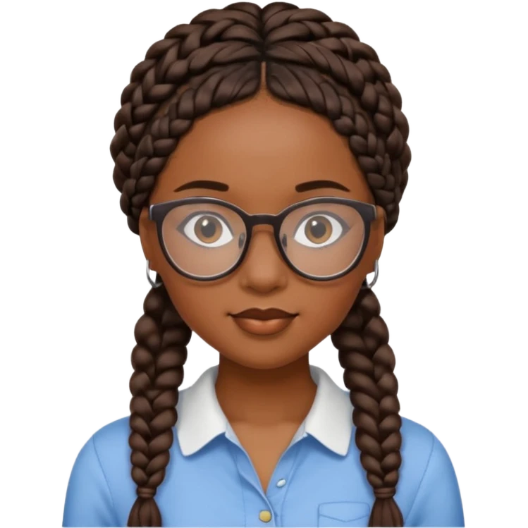 a pretty black girl with pretty braids and glasses  emoji