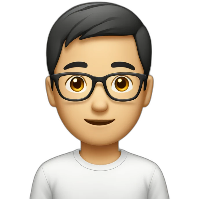 asian boy wearing glasses withcrew cut emoji