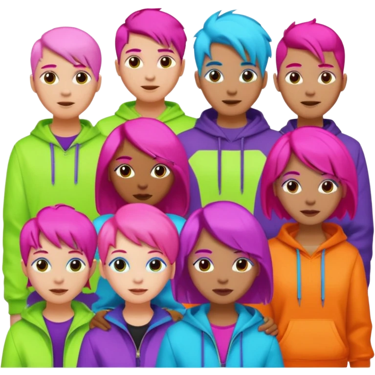 Neon Haired People different person,different hair color emoji