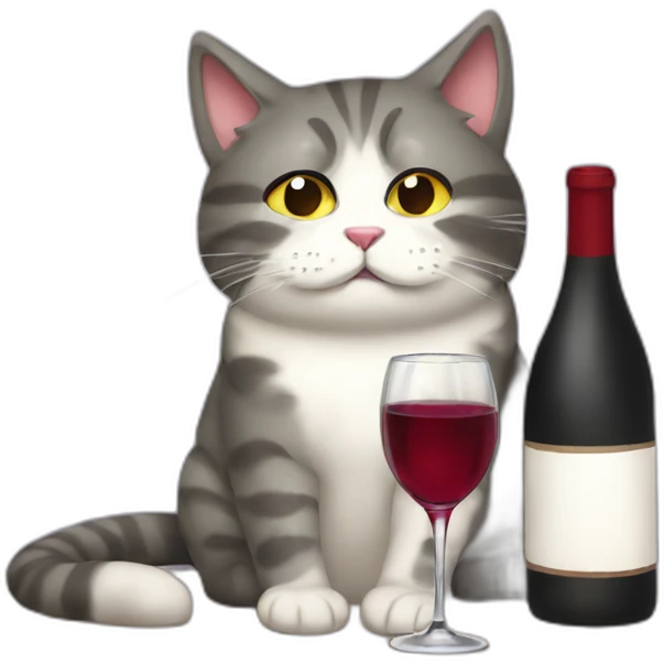 depressed tired kitty drinking wine emoji