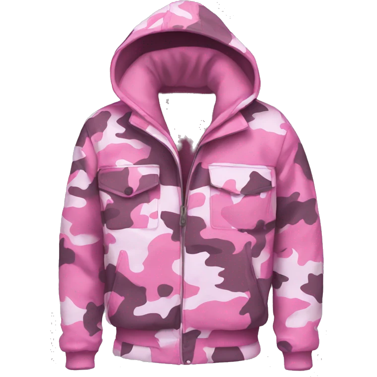 Pink camouflage jacket with hood emoji