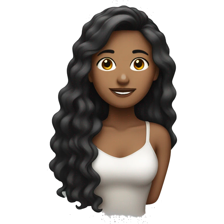 Una chica con cabello negro largo y color trigueña  emoji