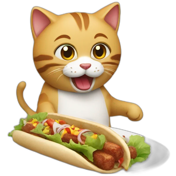Un chat qui mange un kebab emoji
