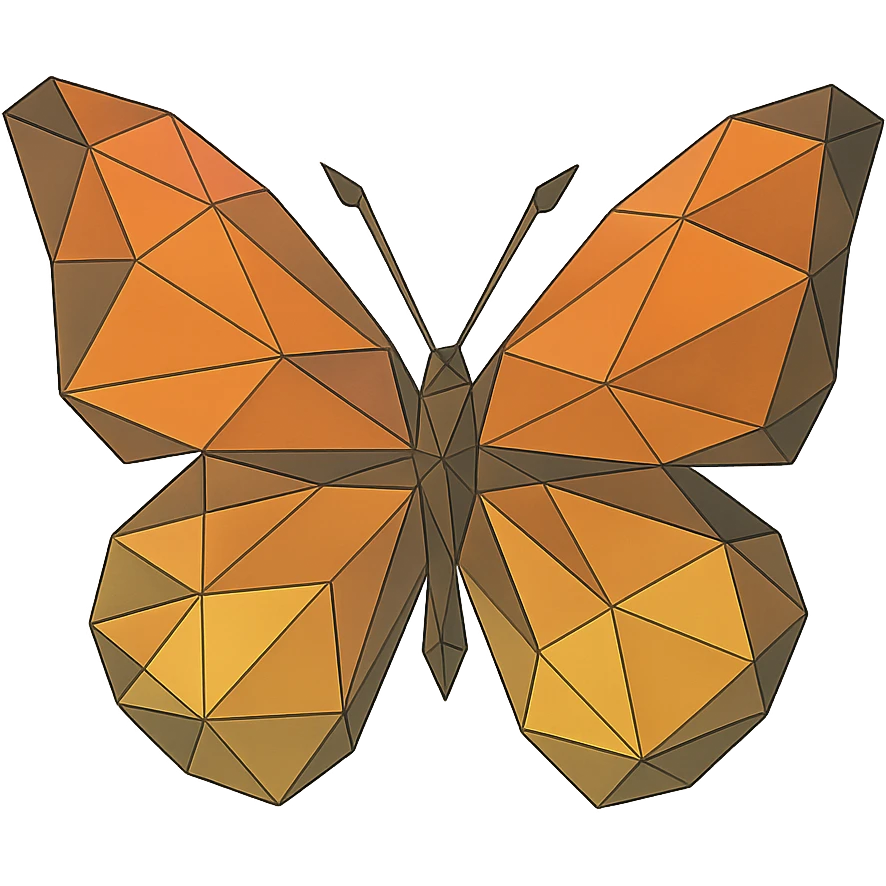 illustration of a butterfly made of geometric shapes in polygonal style emoji