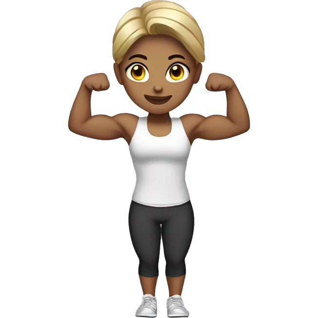 gymgirl white dark blonde hair double bicep pose emoji