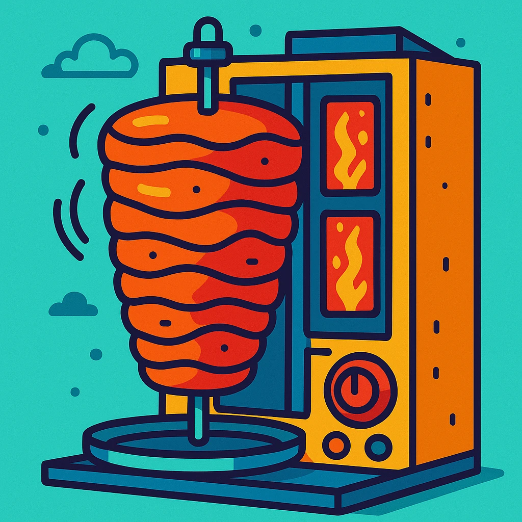 kebab rotisserie, cartoon style emoji