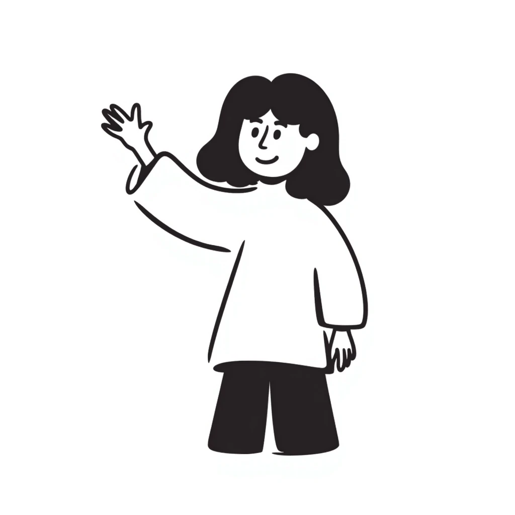 friendly person waving with simple lines emoji