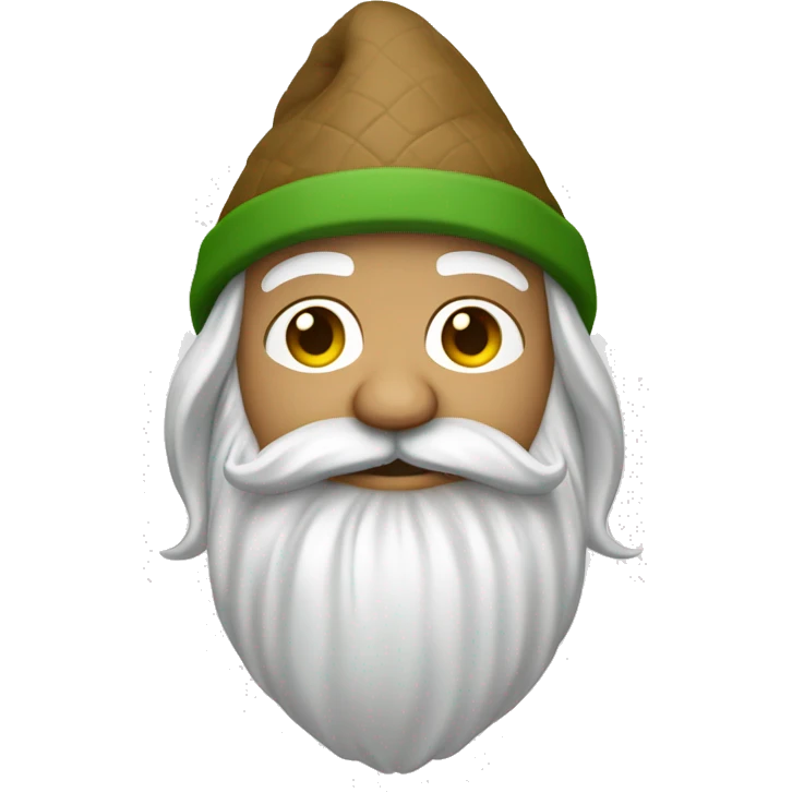 Gnomo con apa verde gorro blanco y barba blanca emoji