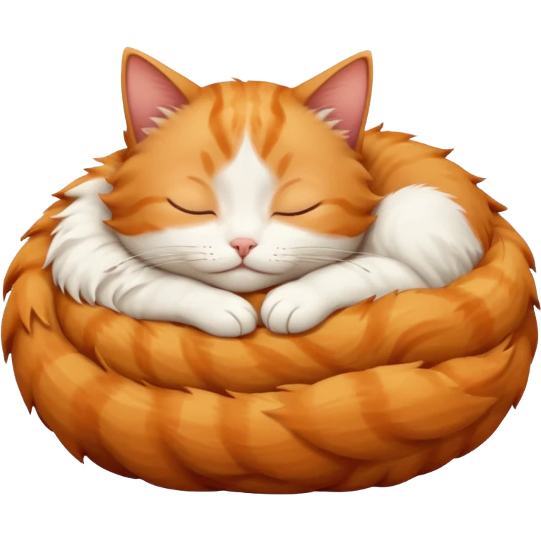 ginger and white small cat sleeping in weird position emoji