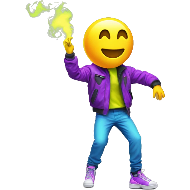 Rave party dancing neon smoking emoji