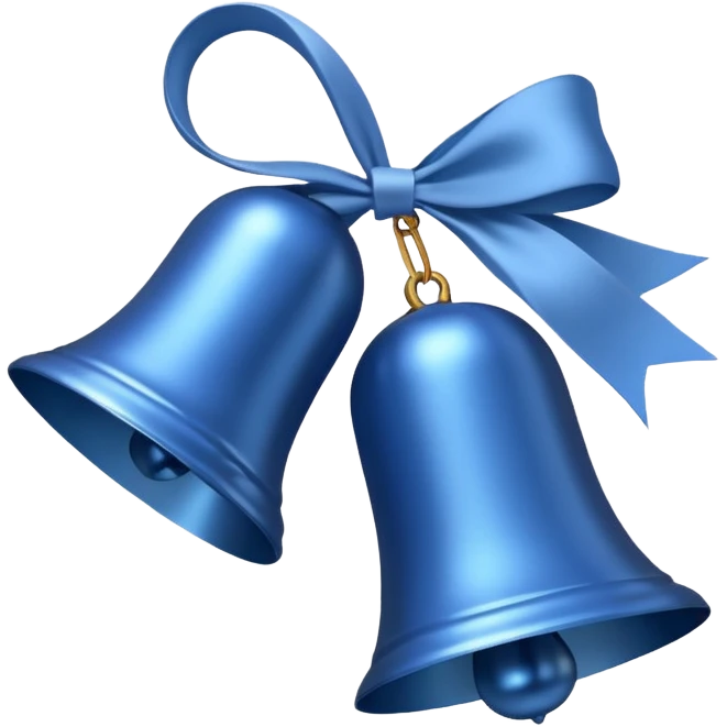 blue christmas bell with white ribbon emoji