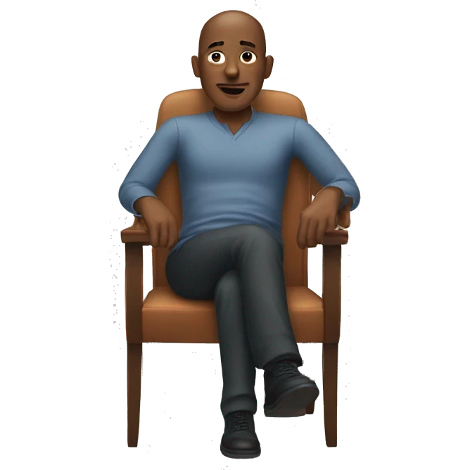 a bald black man sitting fast paced on a chair emoji