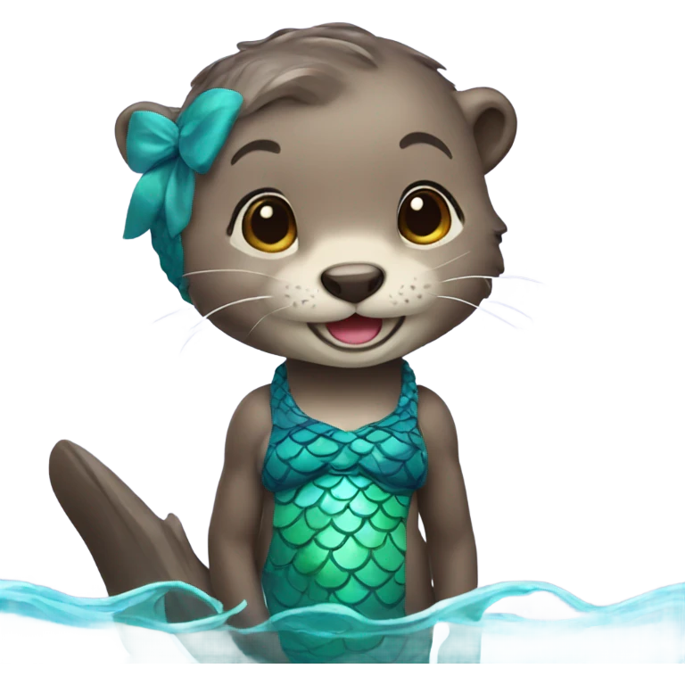 A cute and happy otter face wear mermaid clothes emoji