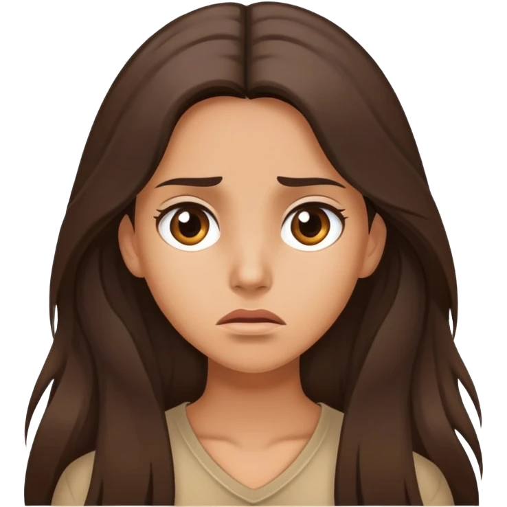Worried brunette tan and long hair  emoji