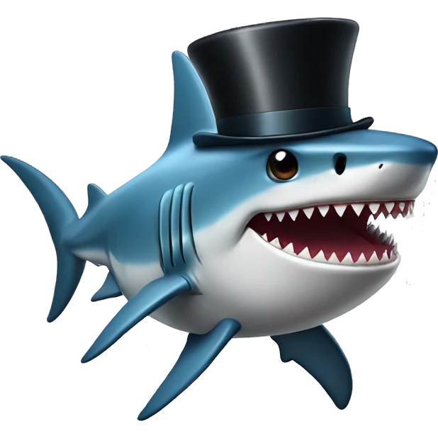 Shark with a top hat emoji