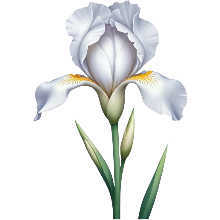 single Pure White Iris, straight stem emoji