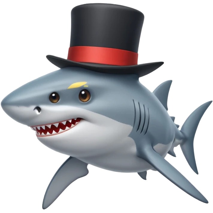 Shark with a top hat emoji