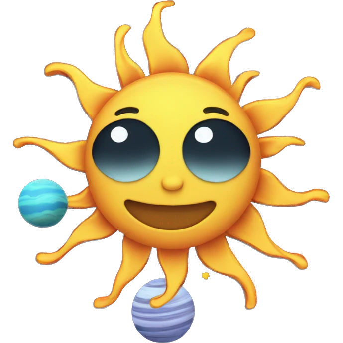 sun with planets in cartoon style emoji