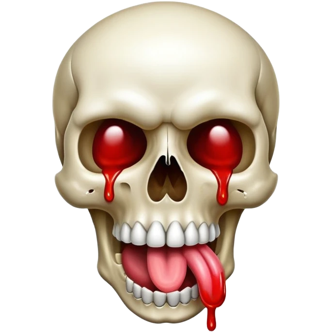 a skull with its tongue out and saliva dripping emoji