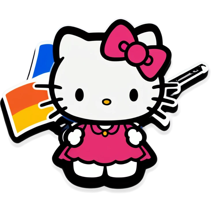Hello kitty with the lesbian flag emoji
