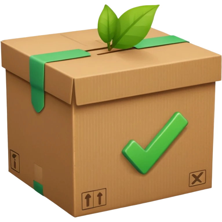 a brown box with green checkbox in the corner emoji