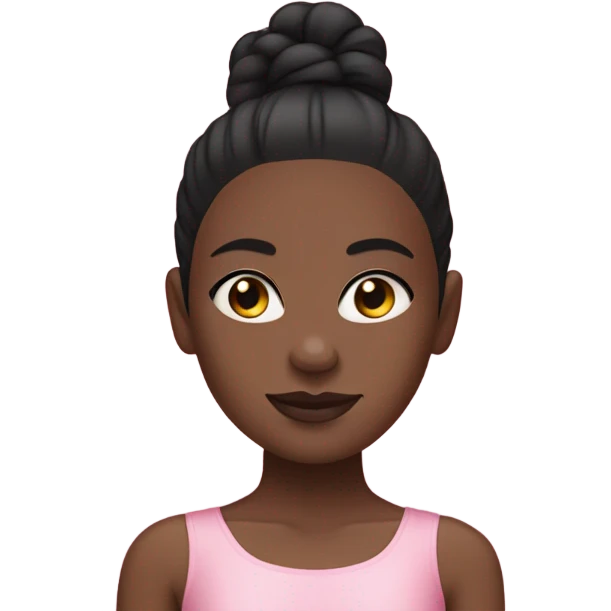 black girl with a black slick bun and a pink leotard with a pink tutu  emoji