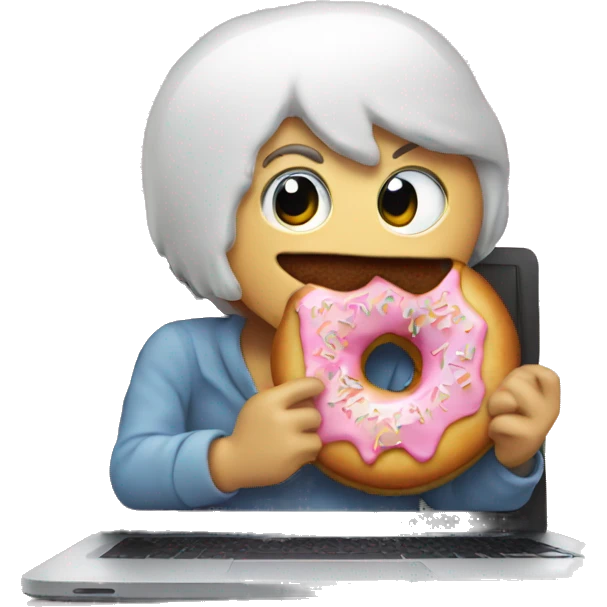 Laptop eating a donut emoji