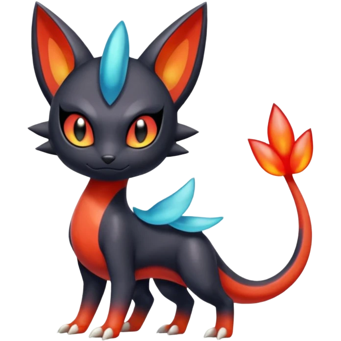 Colorful Translucent Tricky Hot Handsome Meloetta-Salandit-Litten-Pokémon-Fakémon-fusion-hybrid-creature emoji