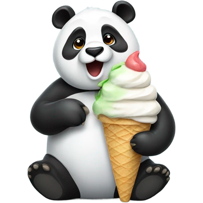 Panda eating ice cream emoji