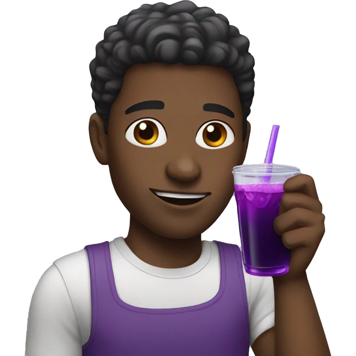 black guy with purple drink emoji