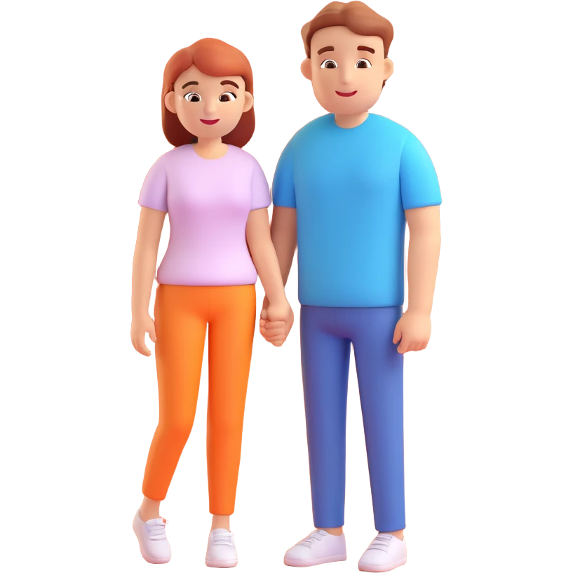 couple posing, close up pose, living room background emoji