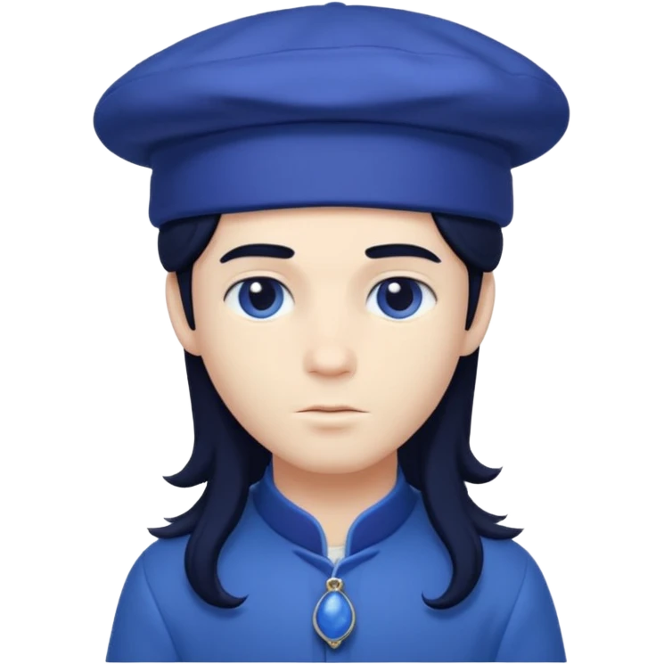 pale blueberry prince handsome with long black hair blueberry hat and clothes emoji