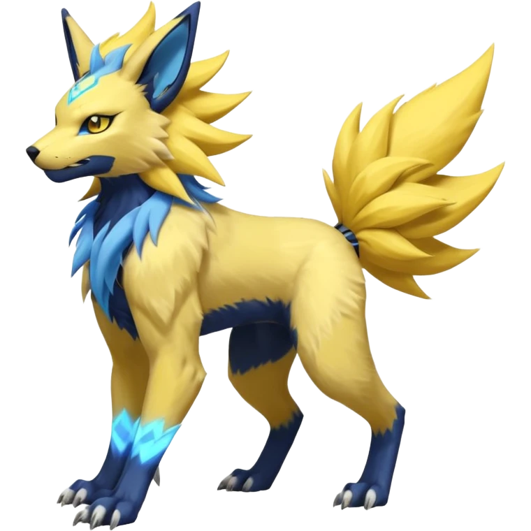 Feral Quadrupedal Digitigrade Luxray-Jolteon-Renamon-Manectric-fusion-hybrid-creature, full body  emoji
