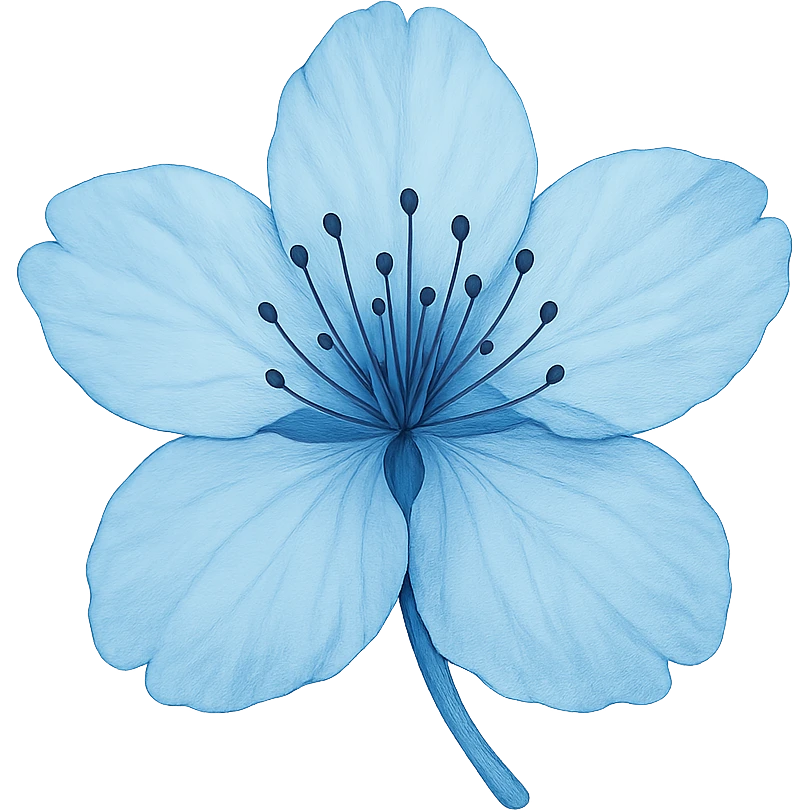 show one blue cherry blossom, remove background emoji