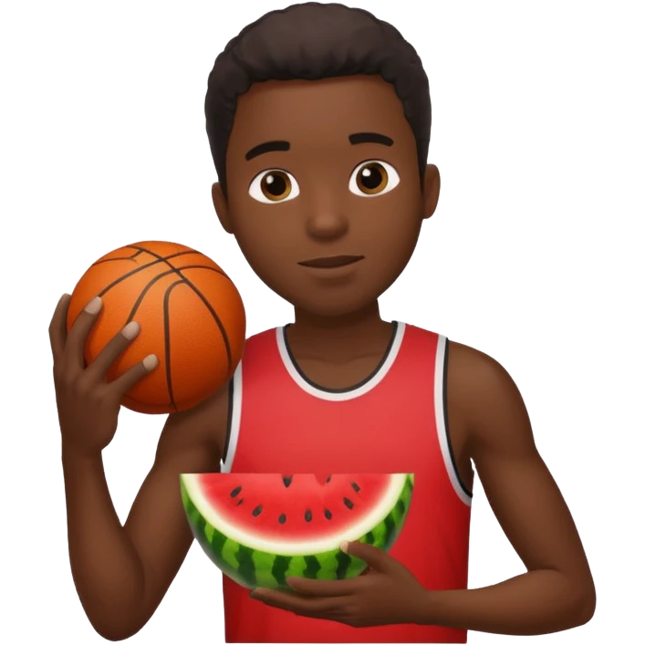 black man eating watermelon and holding a basketball emoji