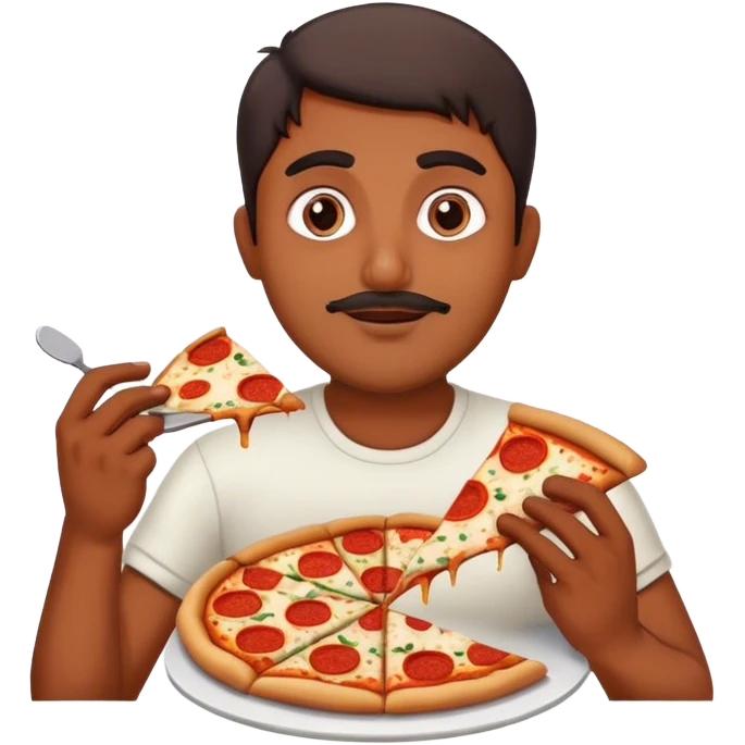 Indian guy eating pizza emoji