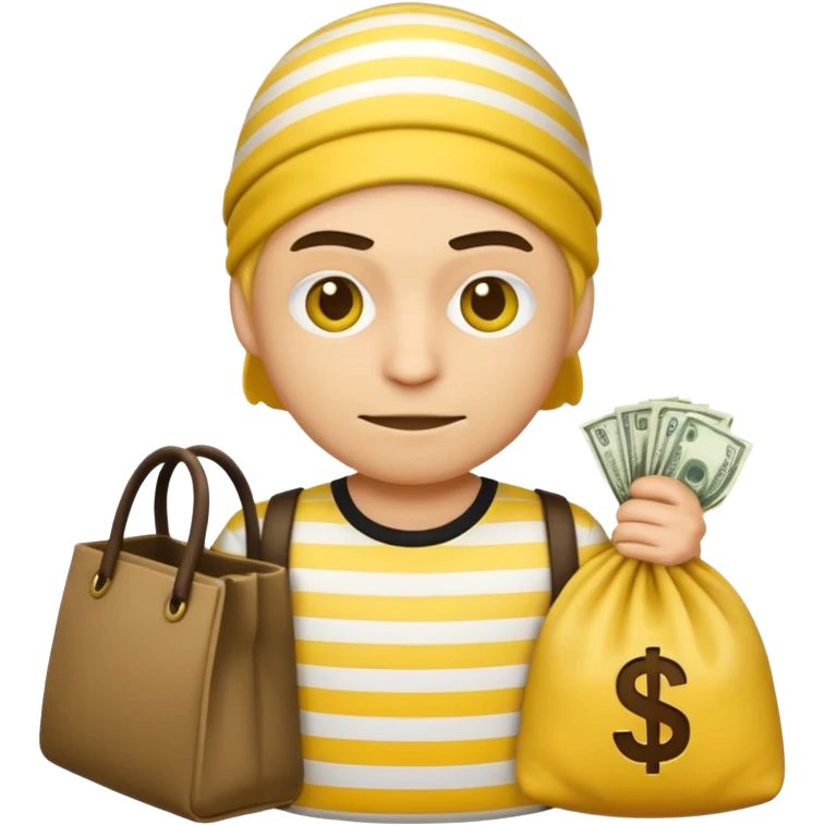 Make a robber emoji with yellow skin and white and yellow shirt with no mask emoji