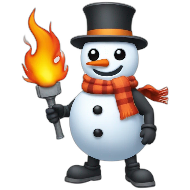 snowman with a flame thrower emoji