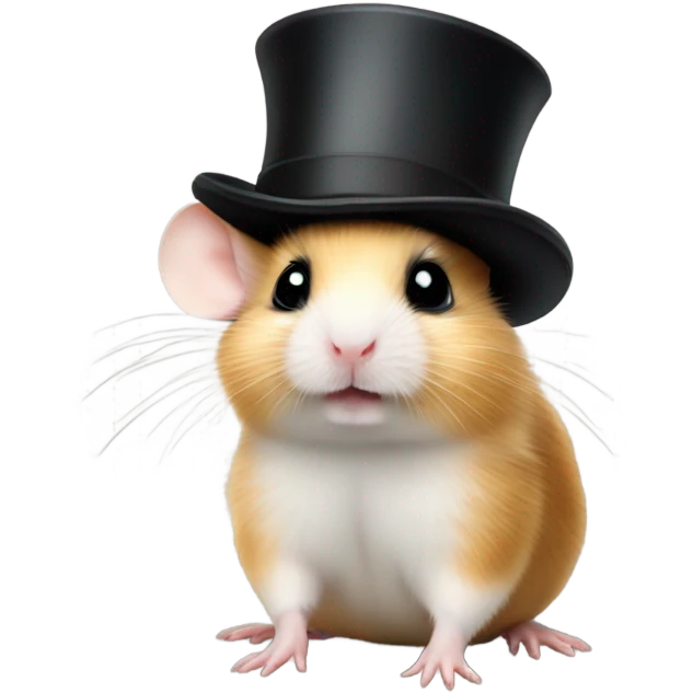 Baby hamster with a top hat emoji