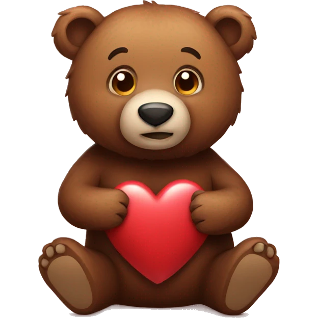 Brown bear holding heart emoji