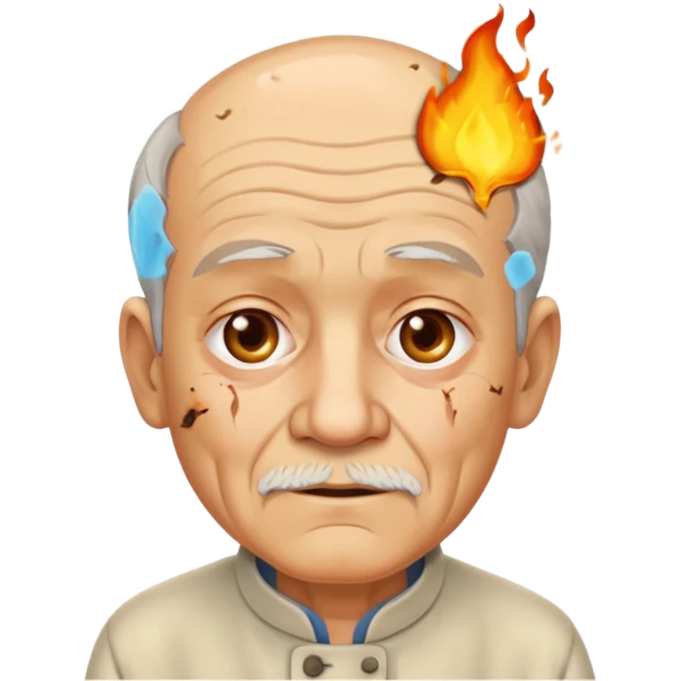AN OLD MAN FULL OF BURNED MARKS BECAUSE OF COOKING OIL emoji
