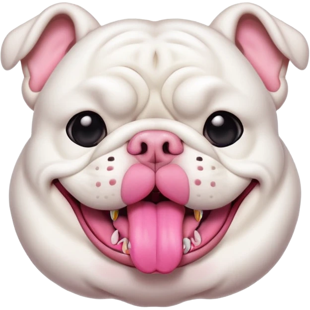 all white bulldog laying down tongue out emoji