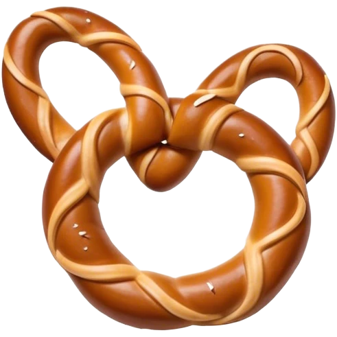 Pretzel Cinematic Realistic Pretzel Snack Emoji, depicted as a single, perfectly twisted pretzel with a glossy, salted crust, rendered with lifelike textures and warm, inviting lighting. emoji